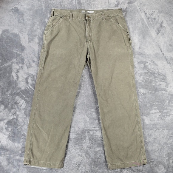Carhartt Utility Work Pants Mens 40x30 Olive Relaxed Fit Twill Hammer Loop - Picture 1 of 12